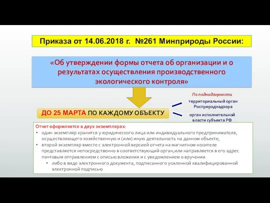 Приказа от 14.06.2018 г. №261 Минприроды России: «Об утверждении формы отчета