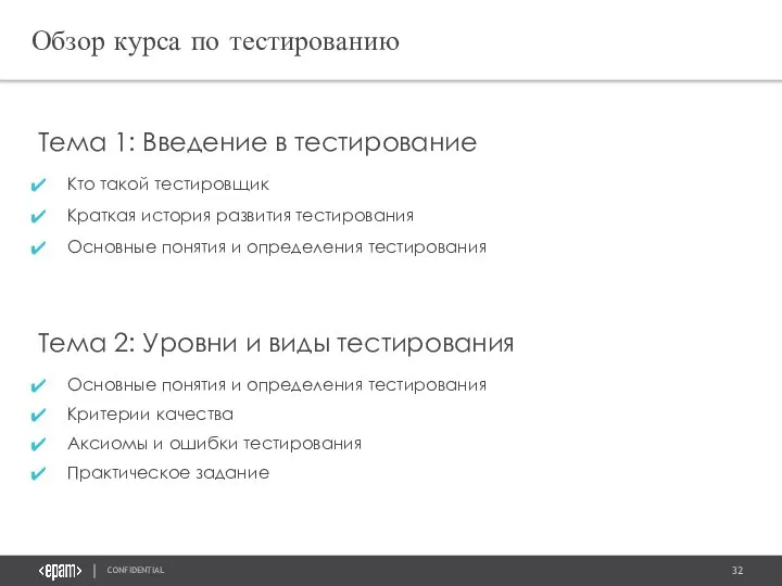 Обзор курса по тестированию Тема 1: Введение в тестирование Кто такой