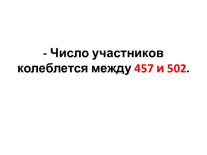 - Число участников колеблется между 457 и 502.