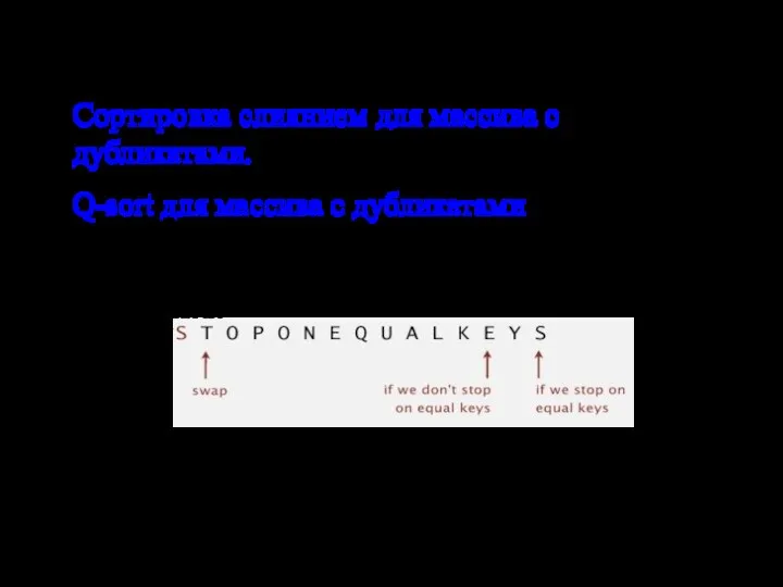 Быстрый выбор (Quick-select) Сортировка слиянием для массива с дубликатами. От ½