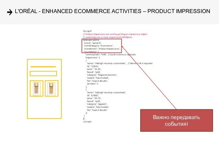 L'ORÉAL - ENHANCED ECOMMERCE ACTIVITIES – PRODUCT IMPRESSION // Product impressions