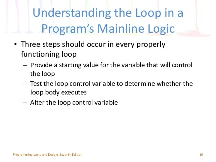 Understanding the Loop in a Program’s Mainline Logic Three steps should