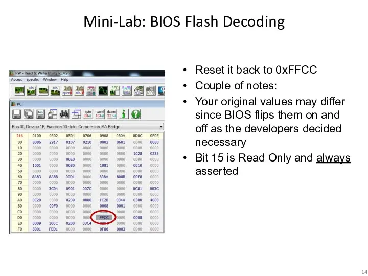 Reset it back to 0xFFCC Couple of notes: Your original values