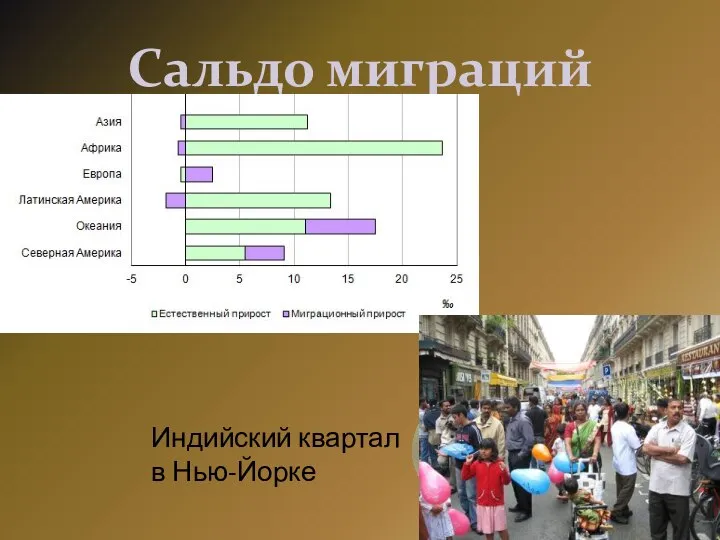 Сальдо миграций Индийский квартал в Нью-Йорке