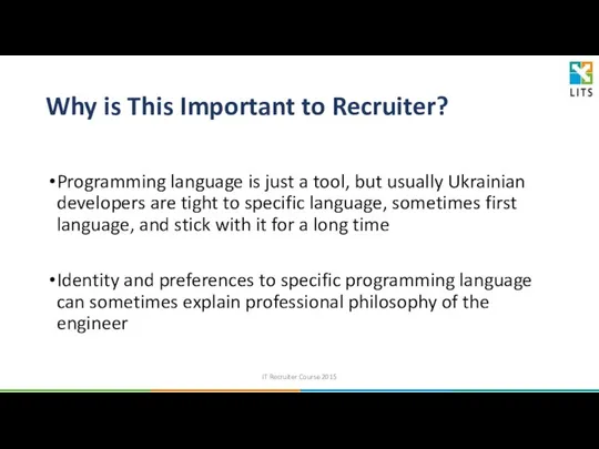 Why is This Important to Recruiter? Programming language is just a