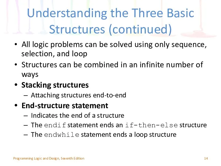 Understanding the Three Basic Structures (continued) All logic problems can be
