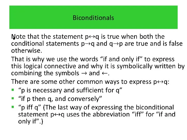 Biconditionals