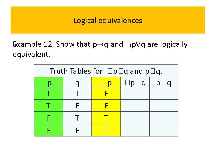 Logical equivalences