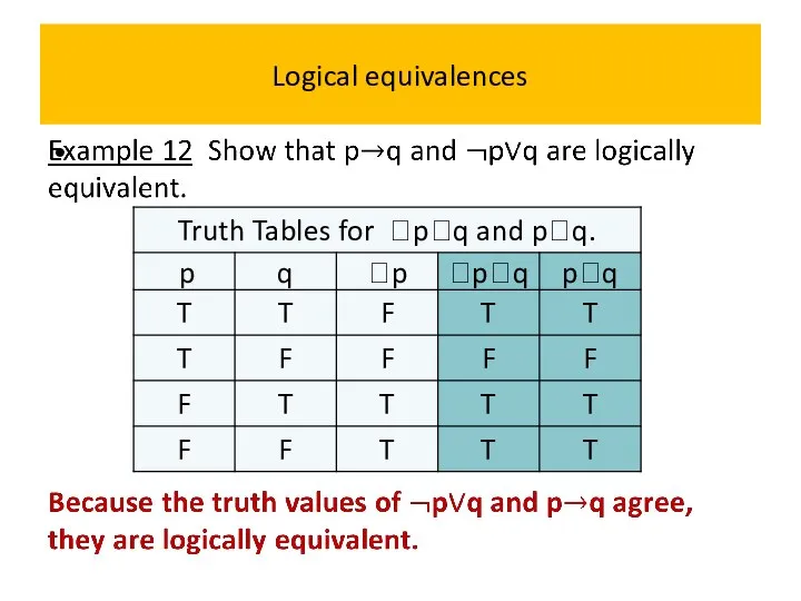 Logical equivalences