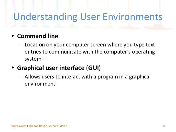 Understanding User Environments Command line Location on your computer screen where