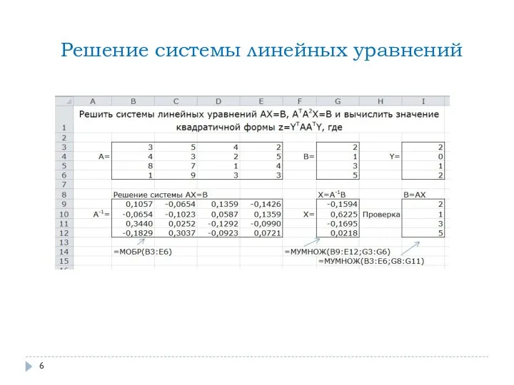 Решение системы линейных уравнений