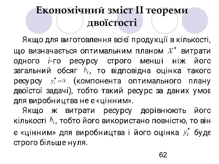 Економічний зміст ІІ теореми двоїстості