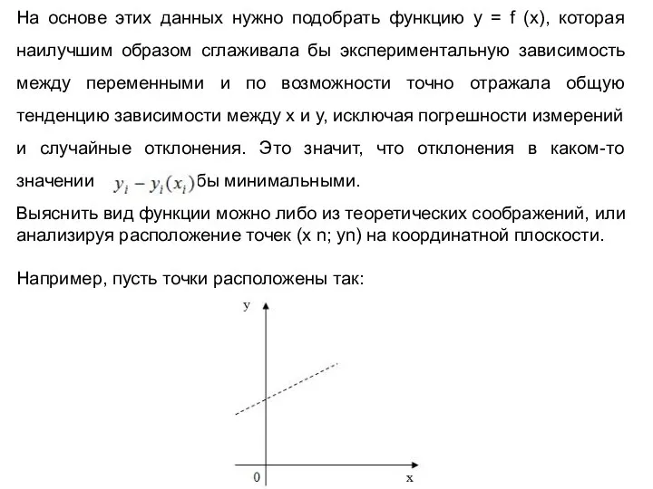 На основе этих данных нужно подобрать функцию y = f (x),