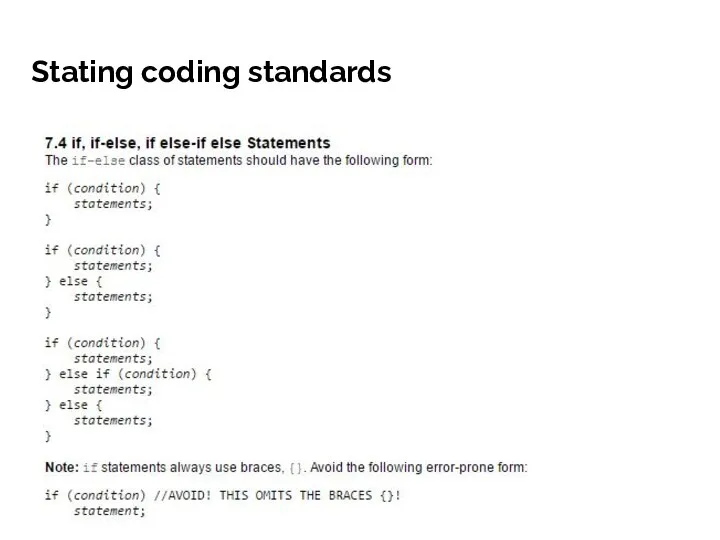 Stating coding standards
