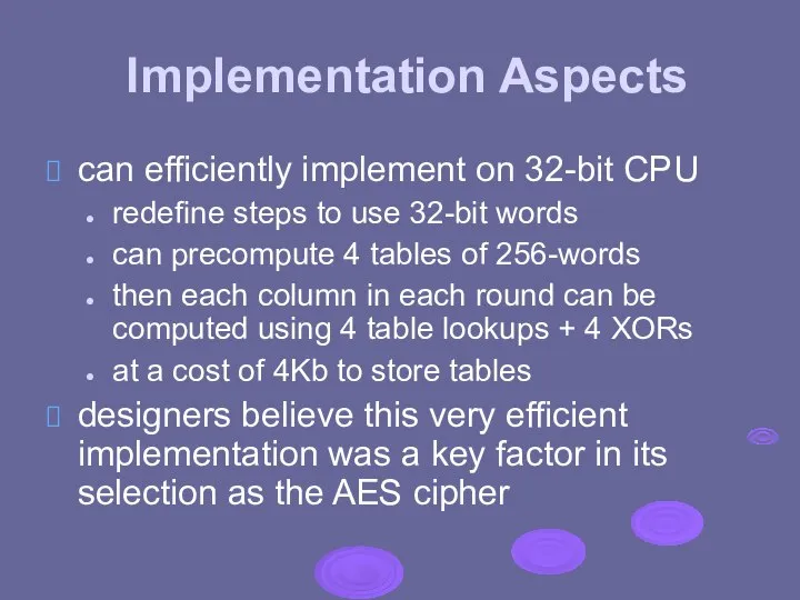 Implementation Aspects can efficiently implement on 32-bit CPU redefine steps to