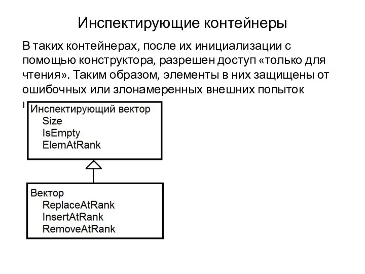 Инспектирующие контейнеры В таких контейнерах, после их инициализации с помощью конструктора,