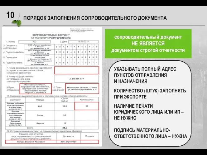 ПОРЯДОК ЗАПОЛНЕНИЯ СОПРОВОДИТЕЛЬНОГО ДОКУМЕНТА сопроводительный документ НЕ ЯВЛЯЕТСЯ документом строгой отчетности