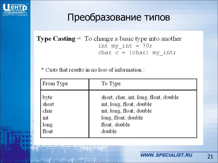 Преобразование типов