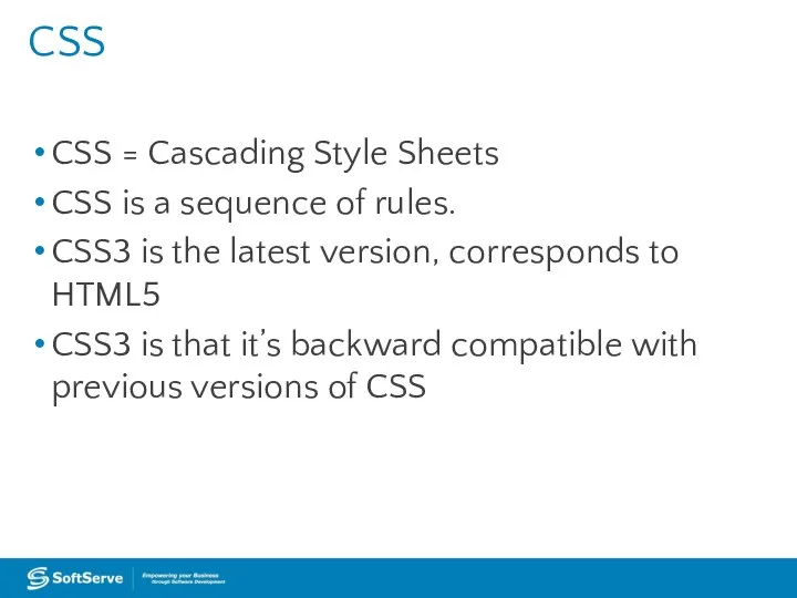 CSS CSS = Cascading Style Sheets CSS is a sequence of