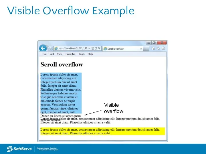 Visible Overflow Example Visible overflow