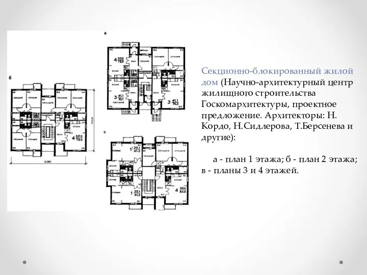 Секционно-блокированный жилой дом (Научно-архитектурный центр жилищного строительства Госкомархитектуры, проектное предложение. Архитекторы: