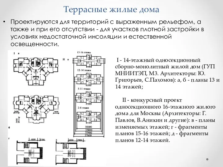 Террасные жилые дома Проектируются для территорий с выраженным рельефом, а также