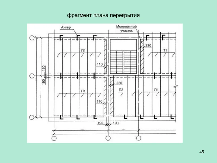 фрагмент плана перекрытия