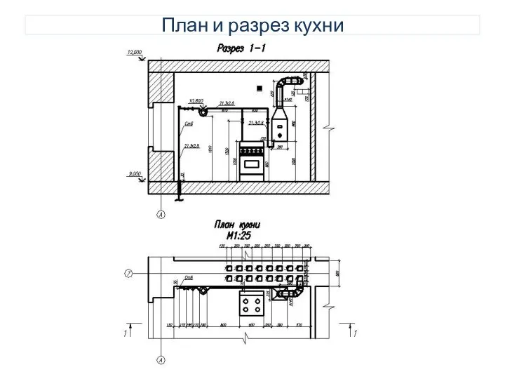 План и разрез кухни