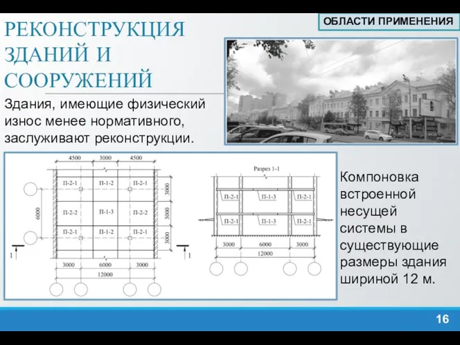 РЕКОНСТРУКЦИЯ ЗДАНИЙ И СООРУЖЕНИЙ Компоновка встроенной несущей системы в существующие размеры