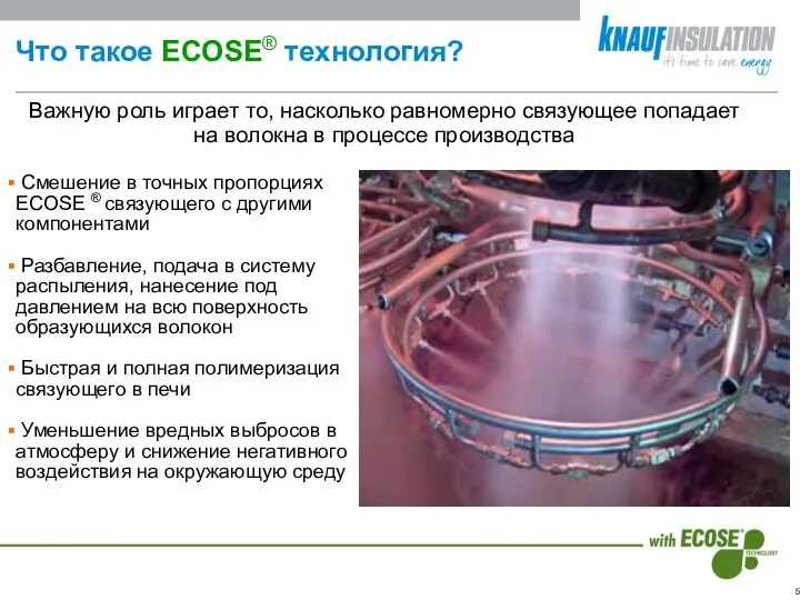 Смешение в точных пропорциях ECOSE ® связующего с другими компонентами Разбавление,