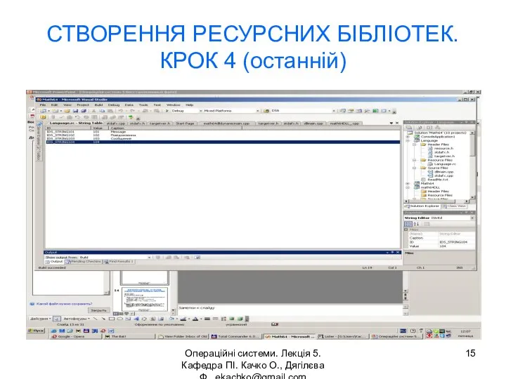 Операційні системи. Лекція 5. Кафедра ПІ. Качко О., Дягілєва Ф. ekachko@gmail.com