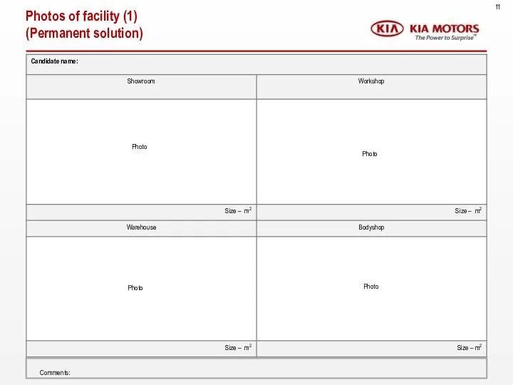 Photos of facility (1) (Permanent solution) Photo Photo Photo Photo 11 Comments: