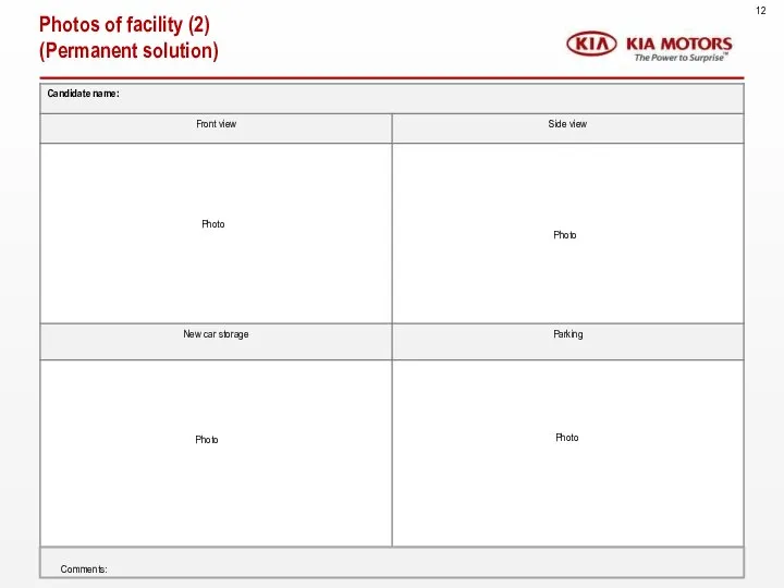 Photos of facility (2) (Permanent solution) Photo Photo Photo Photo 12 Comments: