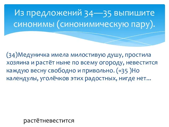 (34)Медуничка имела милостивую душу, простила хозяина и растёт ныне по всему