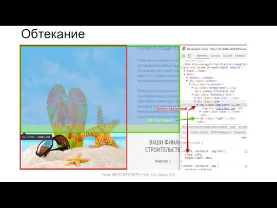 Обтекание Успех ВЕРСТКА САЙТА: HTML, CSS, jQuery, CMS