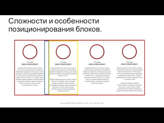 Сложности и особенности позиционирования блоков. Успех ВЕРСТКА САЙТА: HTML, CSS, jQuery, CMS