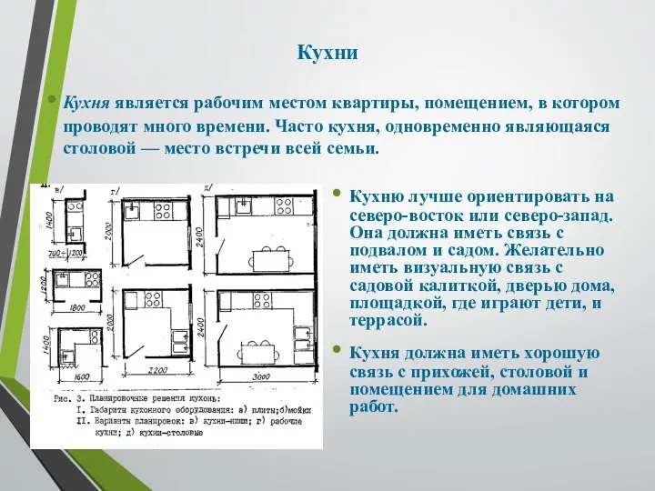 Кухни Кухня является рабочим местом квартиры, помещением, в котором проводят много