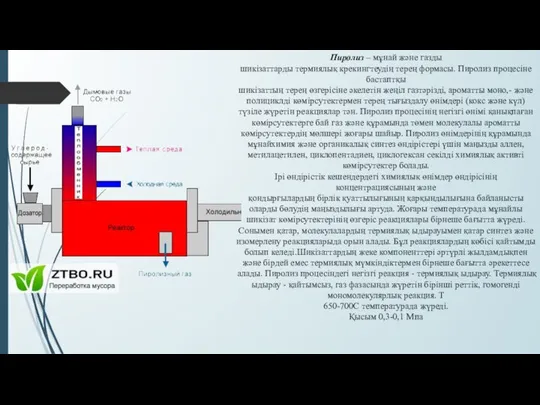 Пиролиз – мұнай және газды шикізаттарды термиялық крекингтеудің терең формасы. Пиролиз