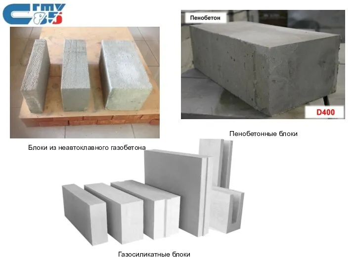 Блоки из неавтоклавного газобетона Газосиликатные блоки Пенобетонные блоки