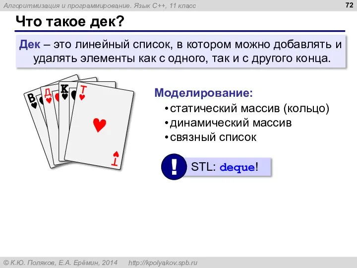 Что такое дек? Дек – это линейный список, в котором можно