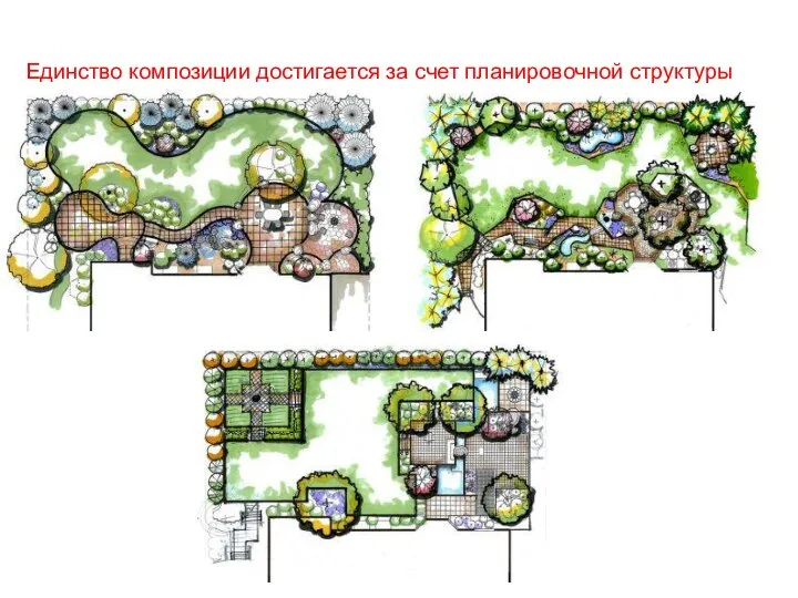 Единство композиции достигается за счет планировочной структуры