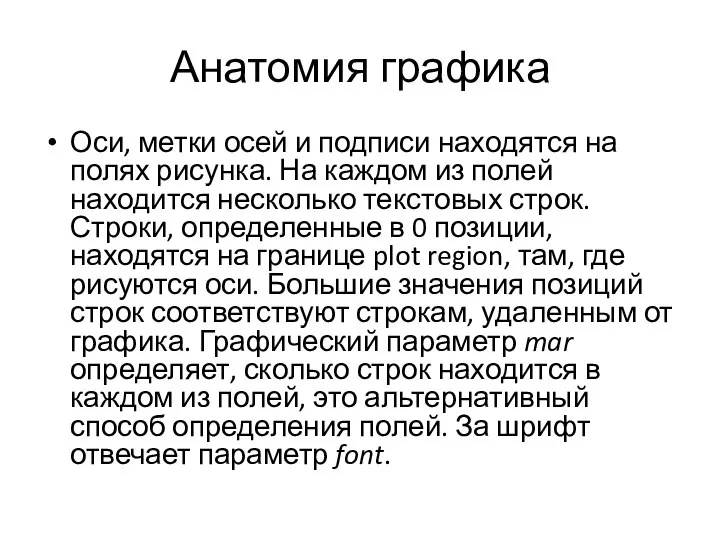 Анатомия графика Оси, метки осей и подписи находятся на полях рисунка.