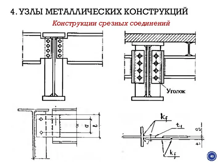 4. УЗЛЫ МЕТАЛЛИЧЕСКИХ КОНСТРУКЦИЙ Конструкции срезных соединений