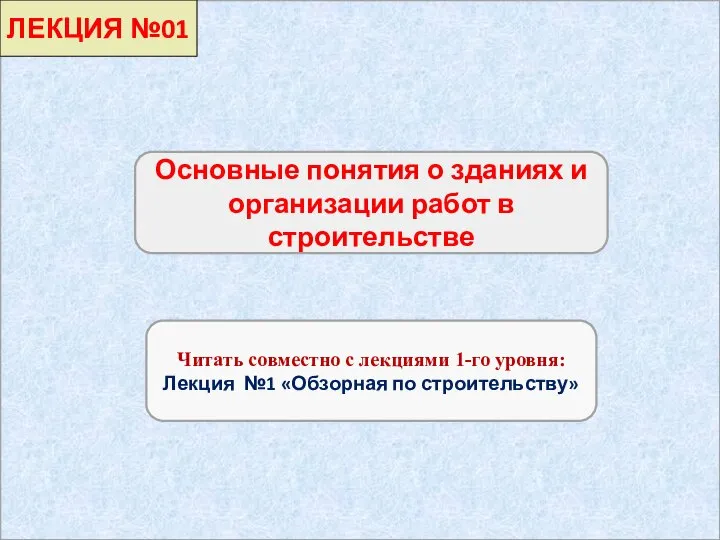 ЛЕКЦИЯ №01 Читать совместно с лекциями 1-го уровня: Лекция №1 «Обзорная