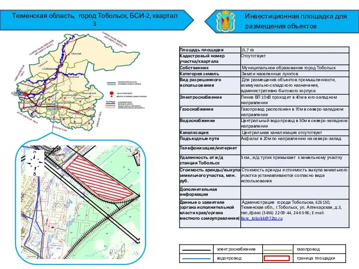 Тюменская область, город Тобольск, БСИ-2, квартал 3 Инвестиционная площадка для размещения объектов