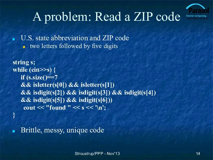 A problem: Read a ZIP code U.S. state abbreviation and ZIP