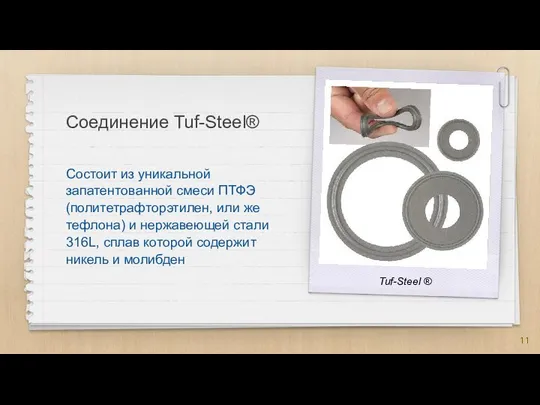 Соединение Tuf-Steel® Cостоит из уникальной запатентованной смеси ПТФЭ (политетрафторэтилен, или же