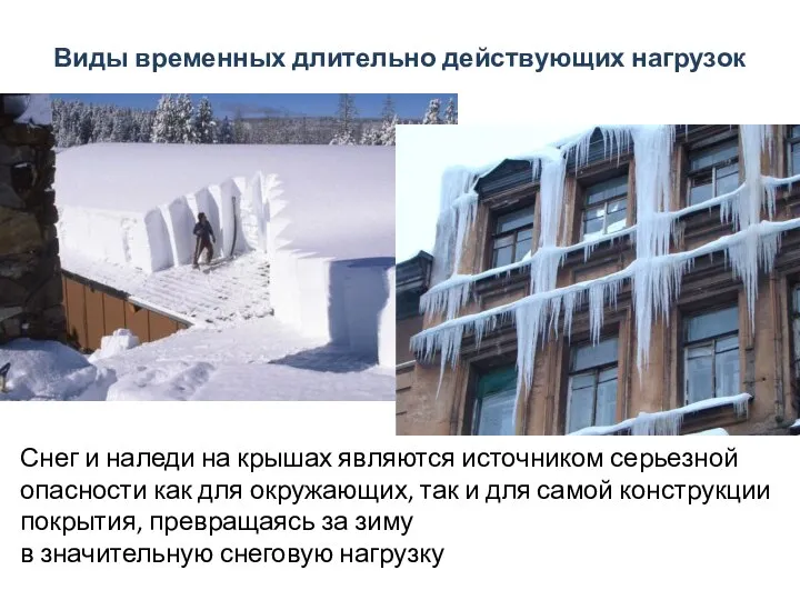 Снег и наледи на крышах являются источником серьезной опасности как для