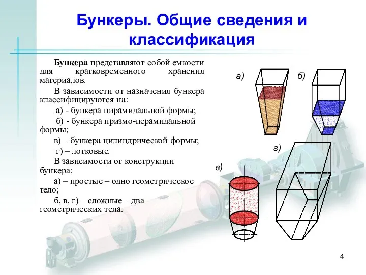 Бункеры. Общие сведения и классификация Бункера представляют собой емкости для кратковременного