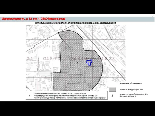 ГРАНИЦЫ ЗОН РЕГУЛИРОВАНИЯ ЗАСТРОЙКИ И ХОЗЯЙСТВЕННОЙ ДЕЯТЕЛЬНОСТИ Шереметьевская ул., д. 62, стр. 1, СВАО Марьина роща